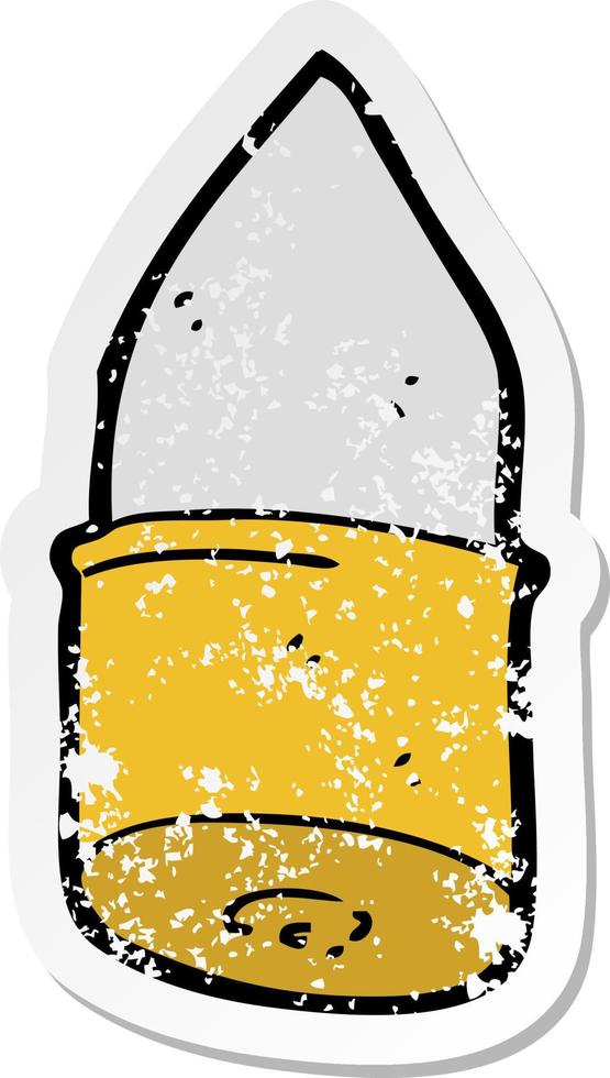 retro distressed sticker of a cartoon bullet vector