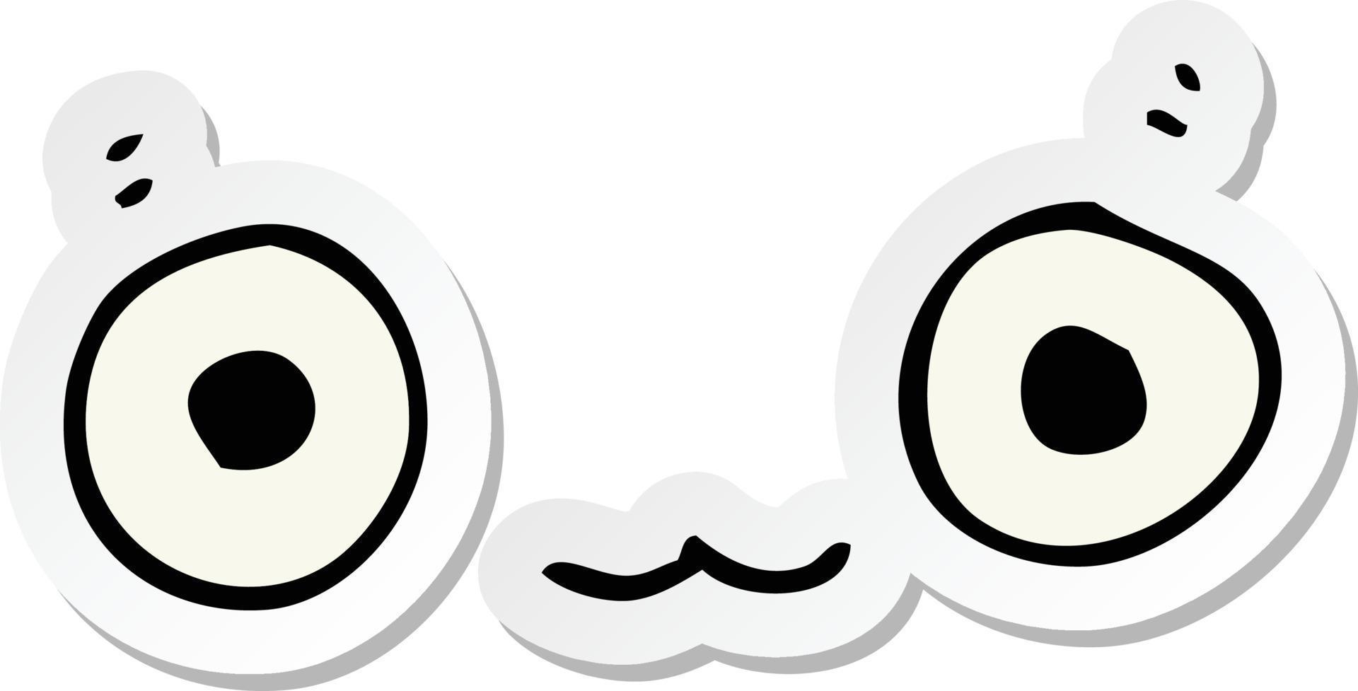 sticker of a cute cartoon face vector