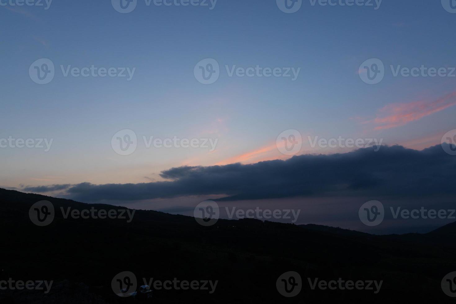 Mountain valley during sunrise. Natural summer landscape photo