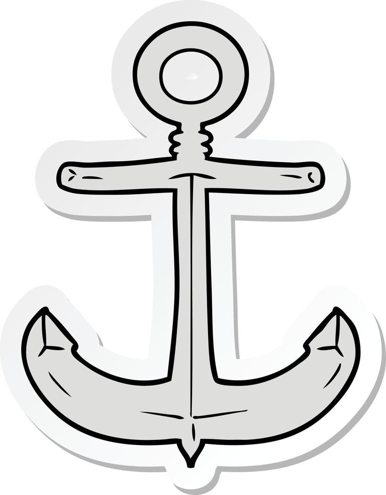 sticker of a cartoon anchor vector