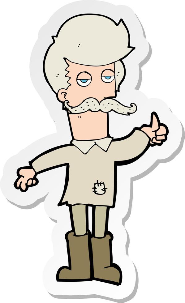 sticker of a cartoon old man in poor clothes vector