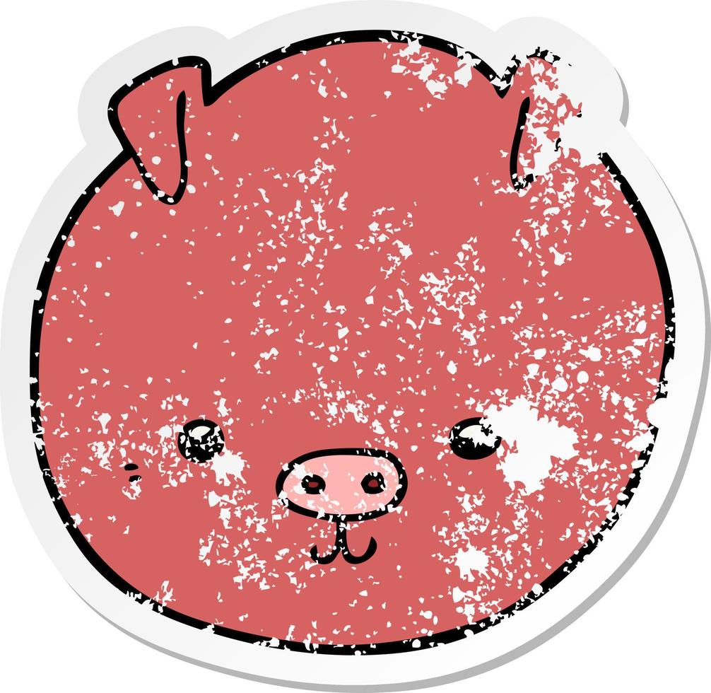 distressed sticker of a cartoon pig vector
