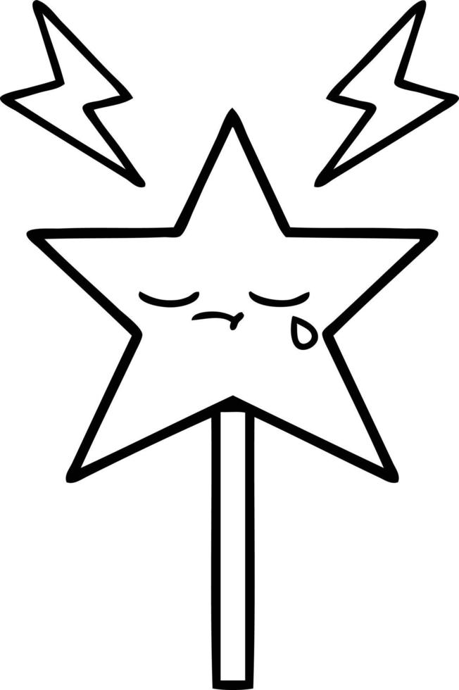 line drawing cartoon magic wand vector