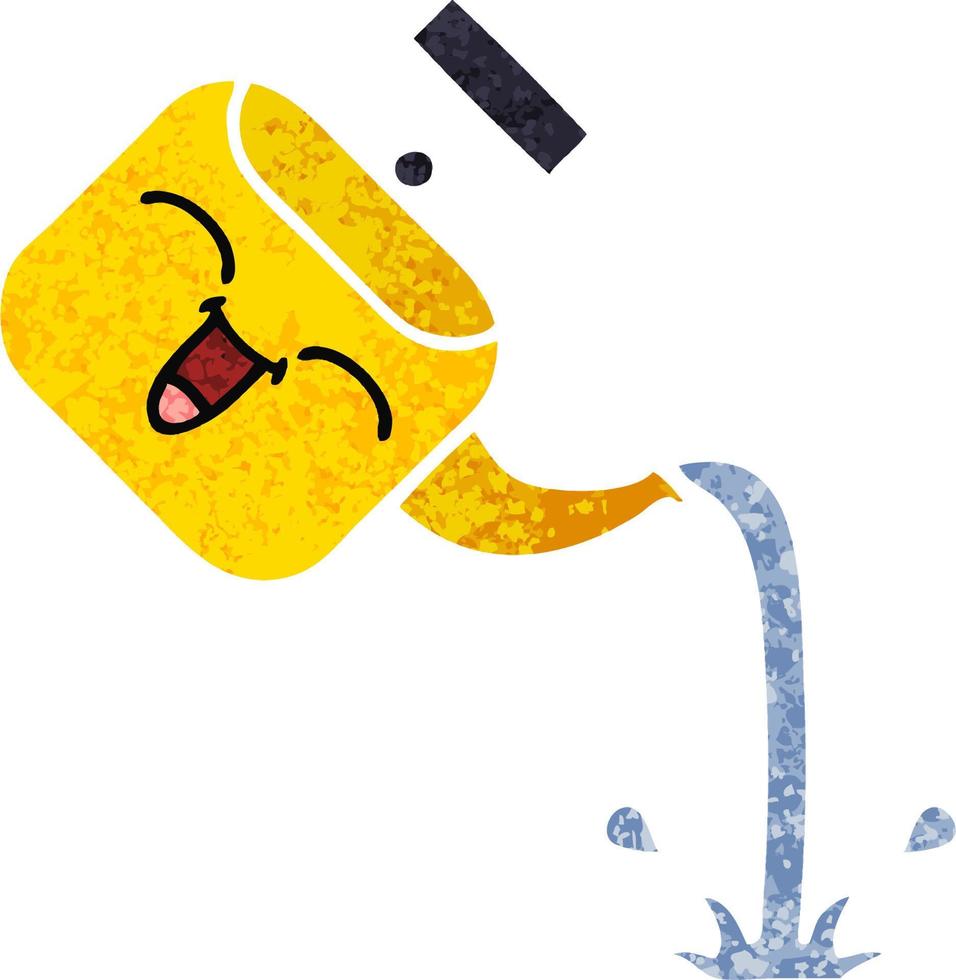 retro illustration style cartoon pouring kettle vector