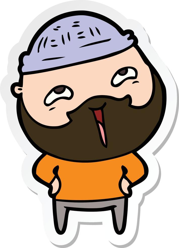 sticker of a cartoon happy bearded man vector