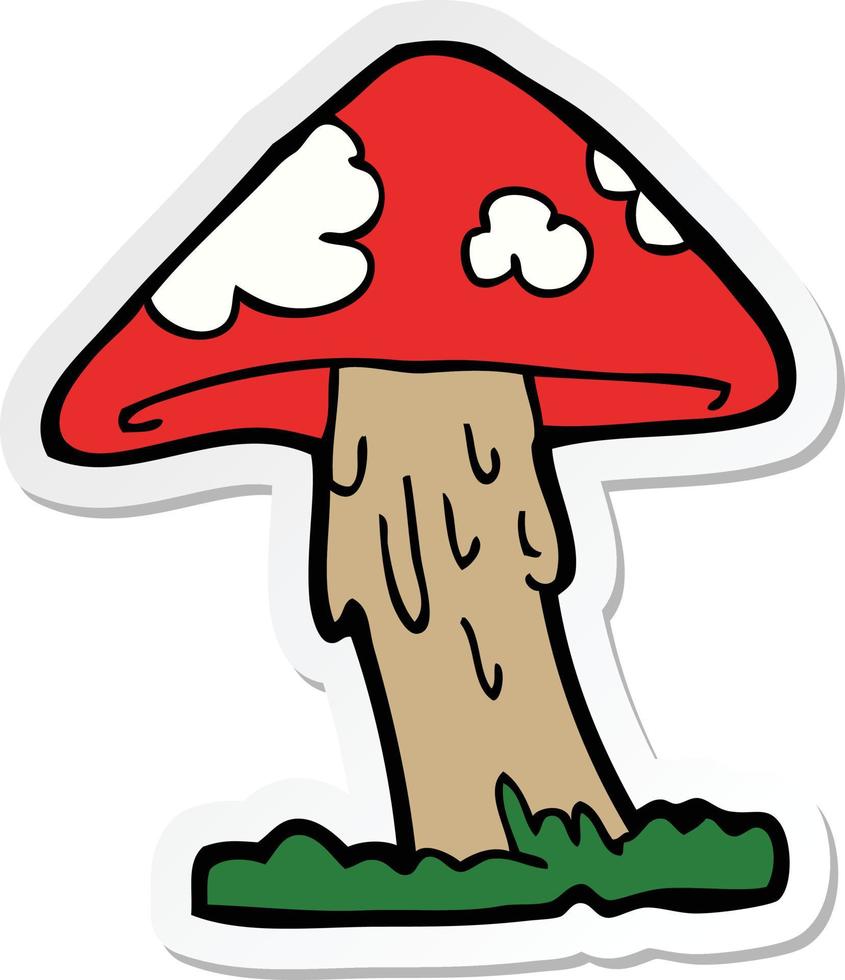 sticker of a cartoon mushroom vector