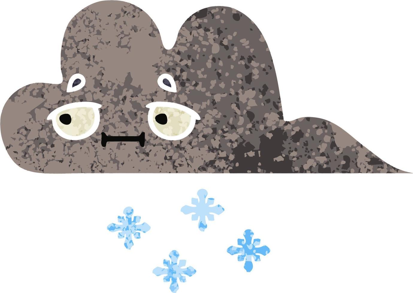 nube de nieve de tormenta de dibujos animados de estilo de ilustración retro vector
