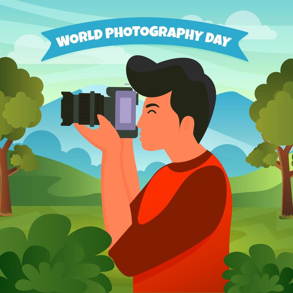 World Photography Day Concept vector