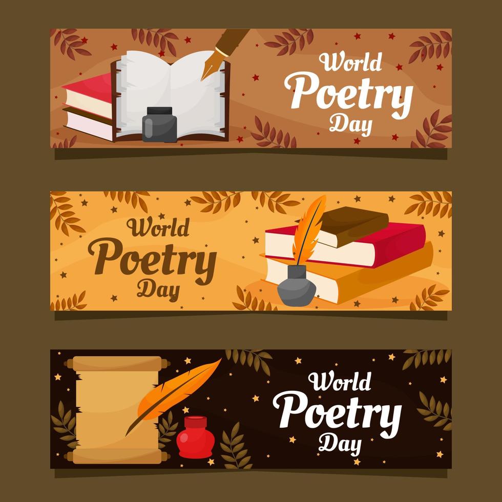 World Poetry Day Banners Set vector