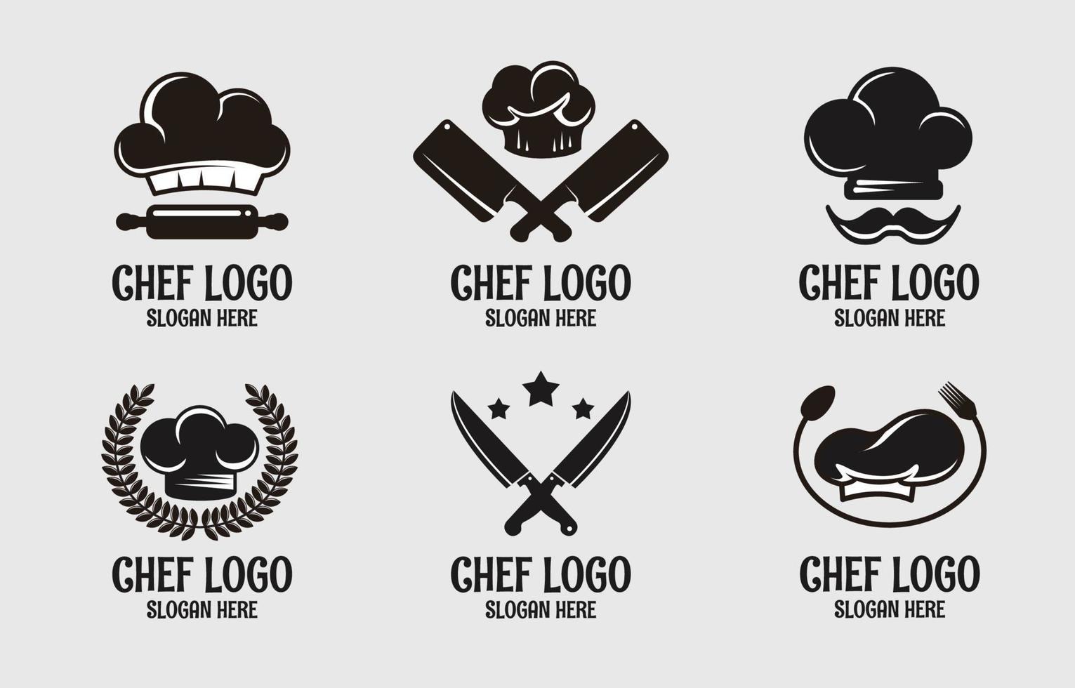 conjunto de logotipos de chef o servicio de catering privado vector