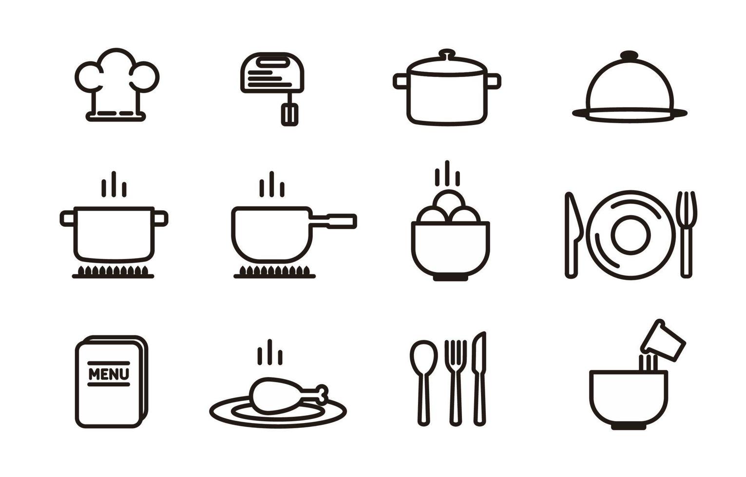 Chef or Private Caterer Icon Set vector