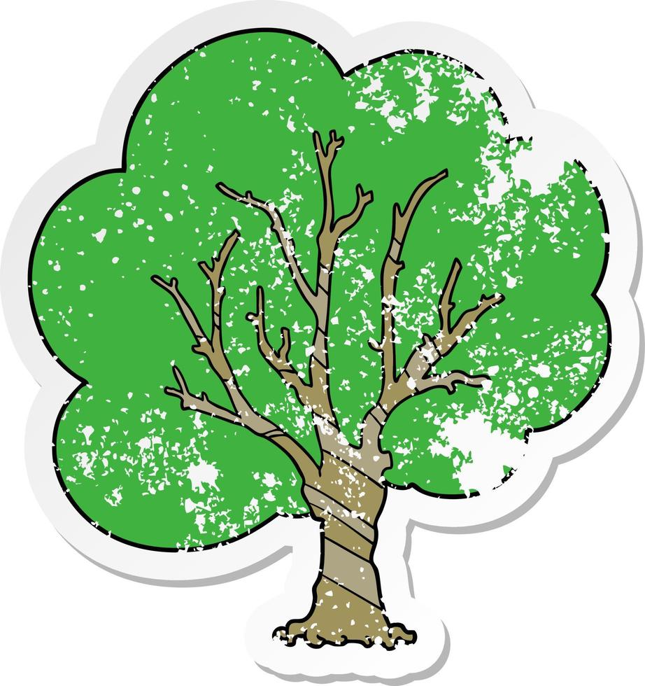 distressed sticker of a cartoon tree vector