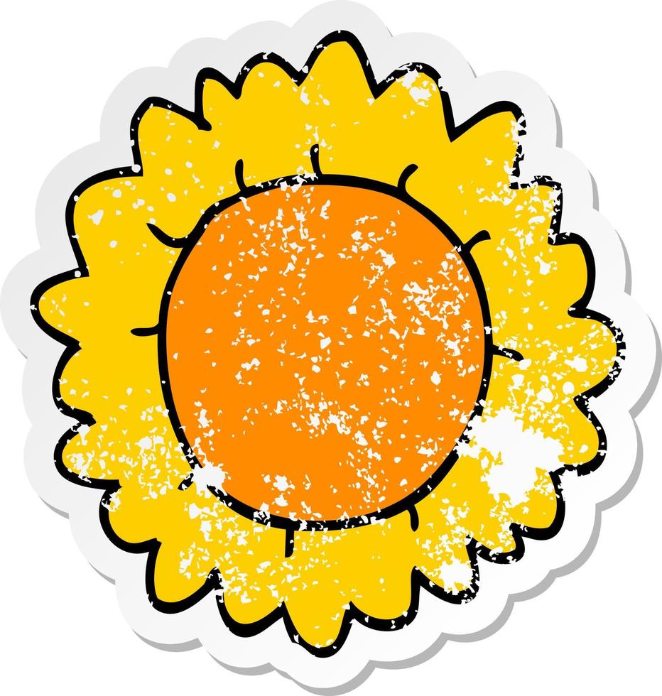 distressed sticker of a cartoon flower vector