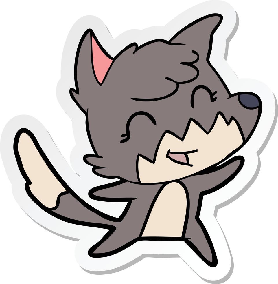 sticker of a happy cartoon fox vector