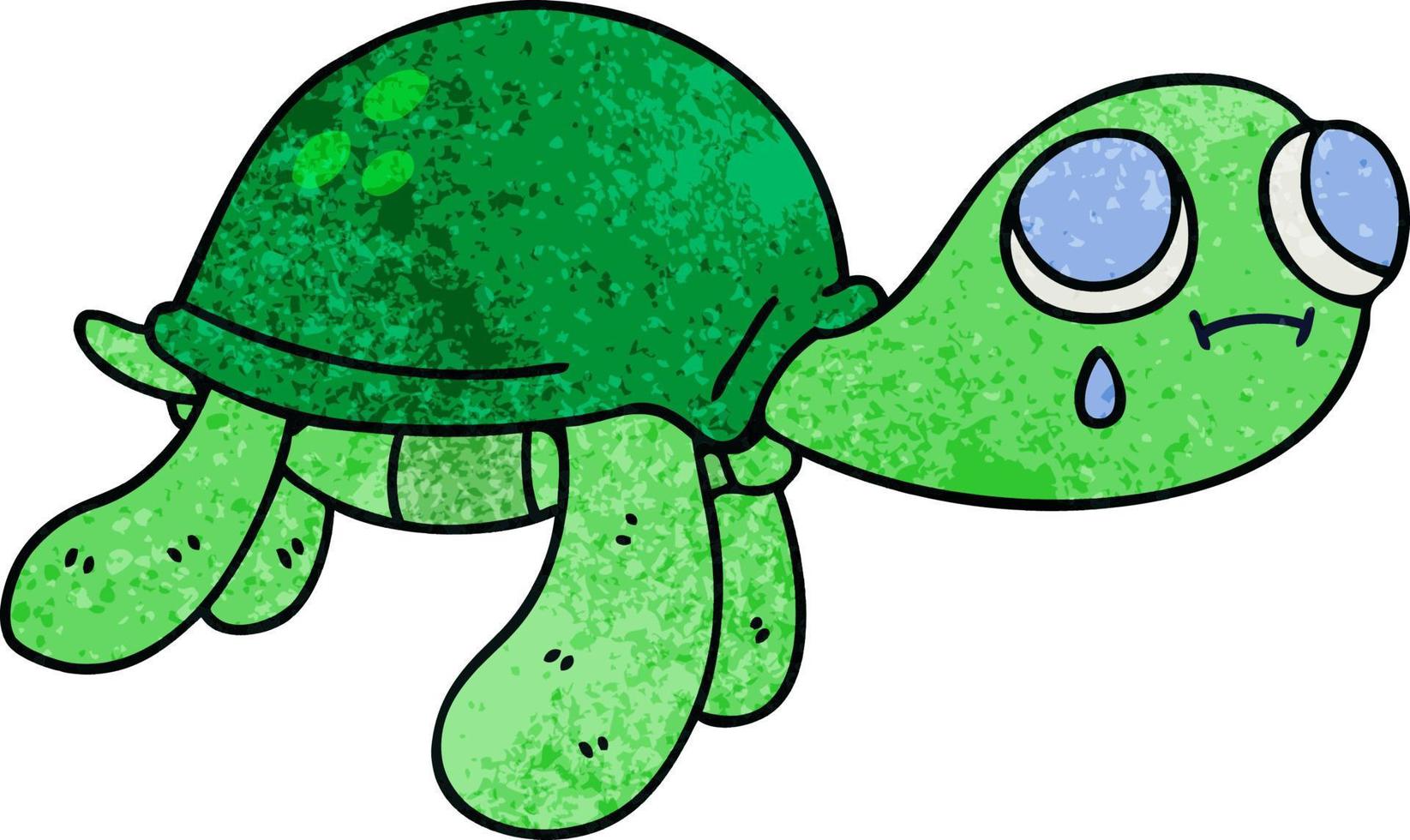 quirky hand drawn cartoon turtle vector