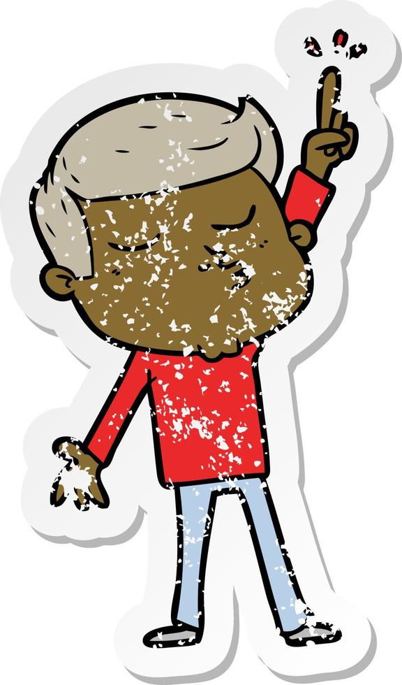 distressed sticker of a cartoon model guy pouting vector