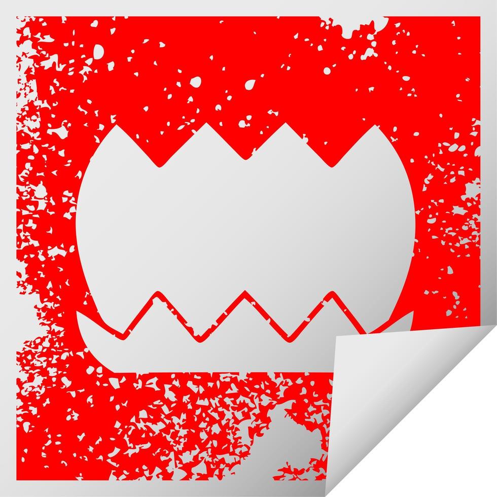 distressed square peeling sticker symbol flower vector