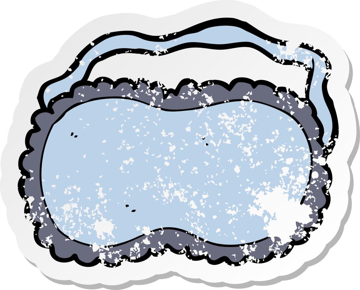 retro distressed sticker of a cartoon sleeping mask vector