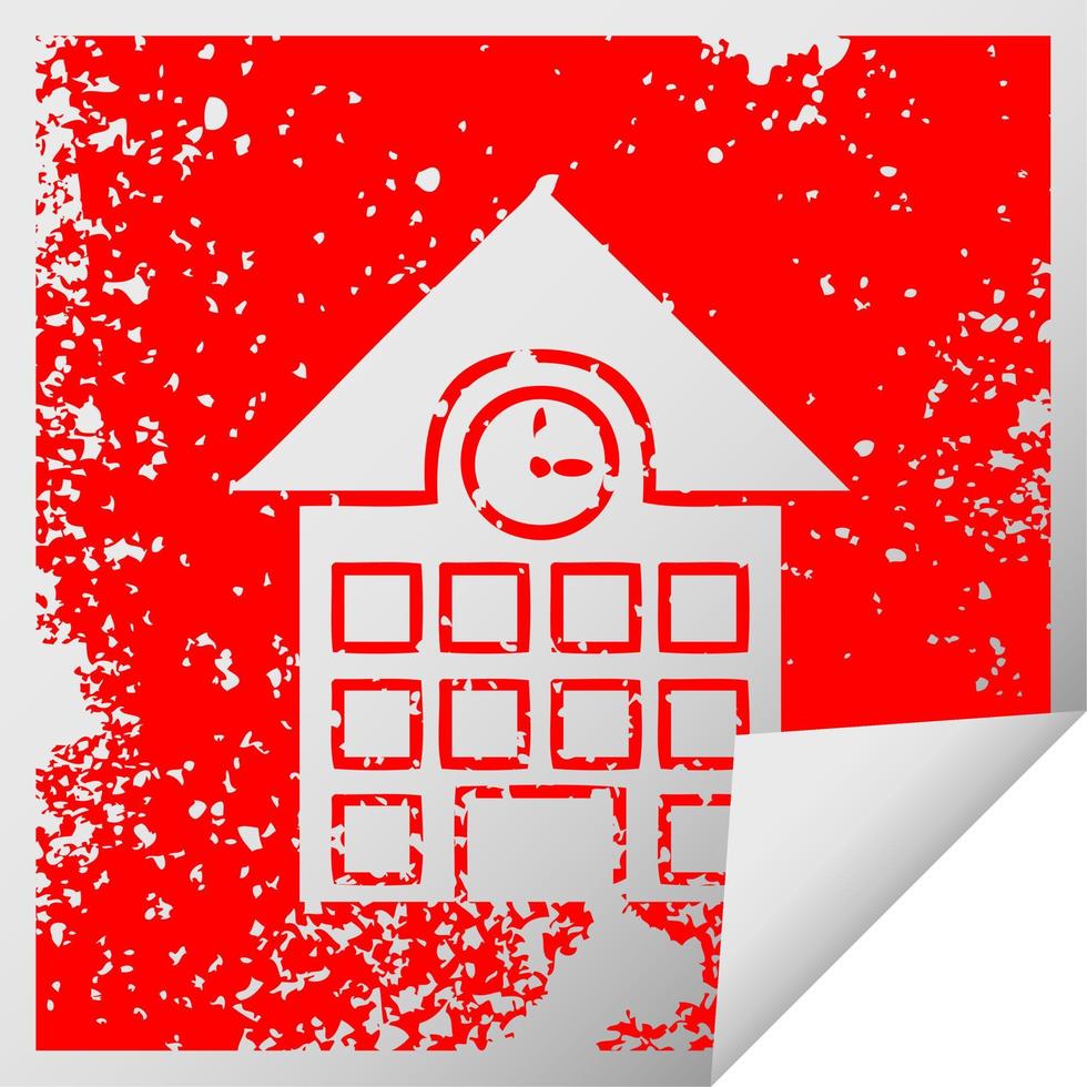 distressed square peeling sticker symbol town house vector