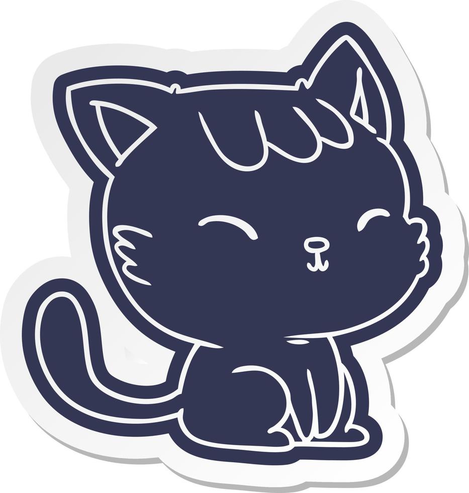 cartoon sticker of cute kawaii cat vector