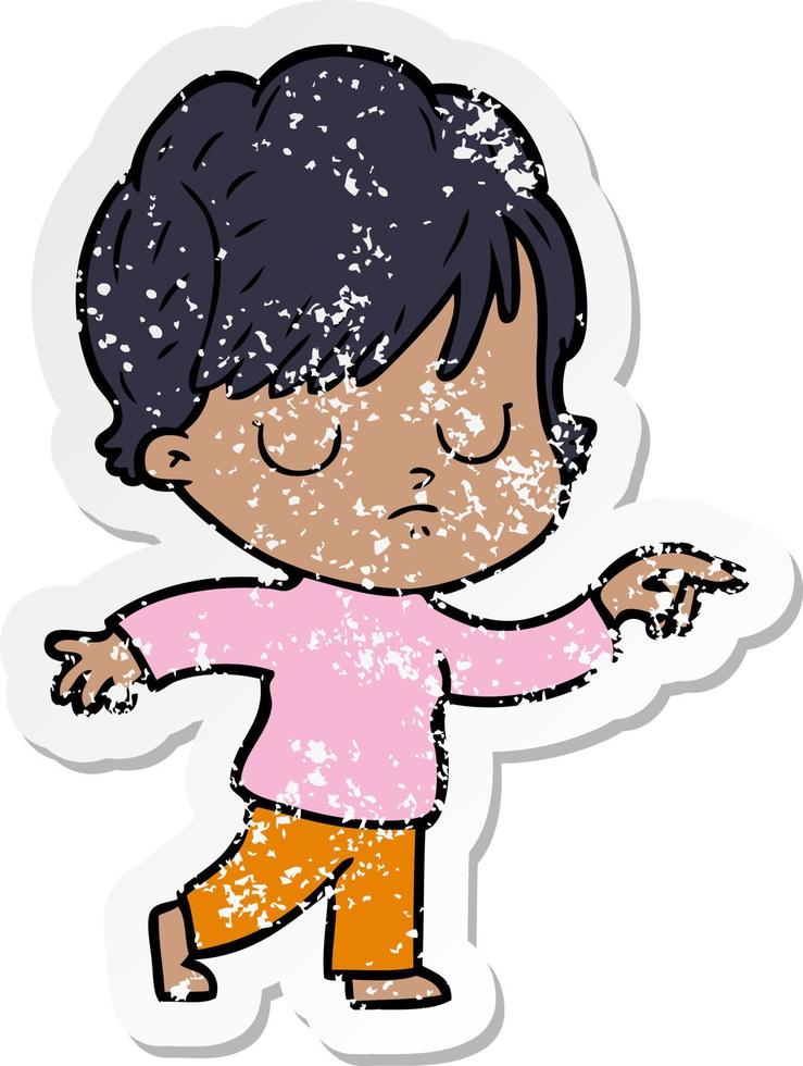 distressed sticker of a cartoon woman vector