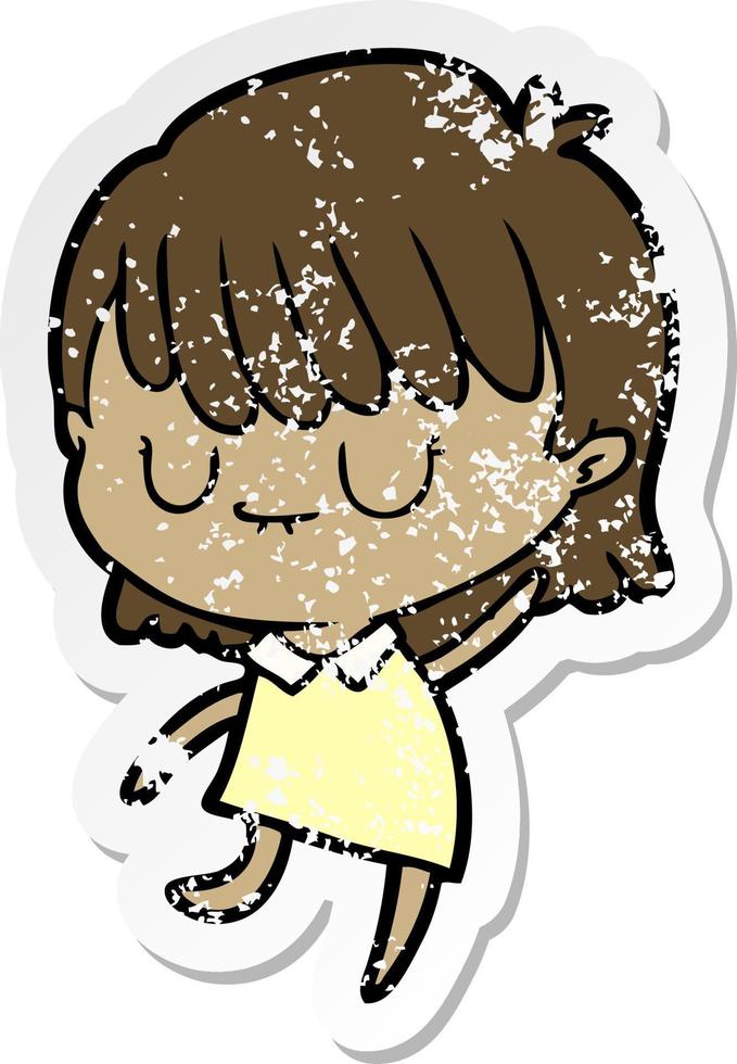 distressed sticker of a cartoon woman vector