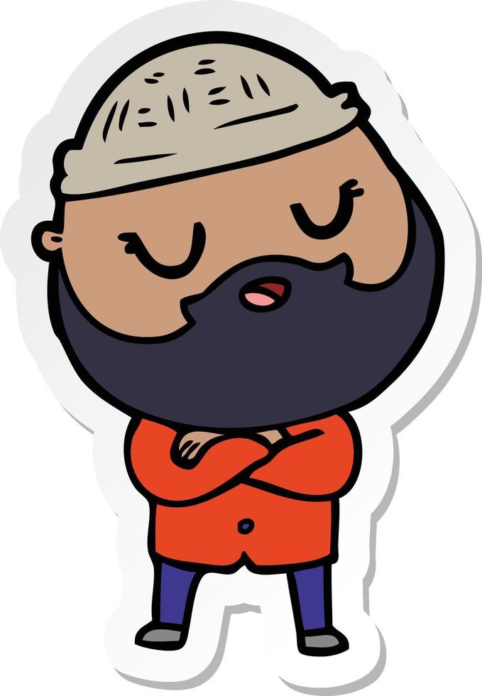 sticker of a cartoon man with beard vector