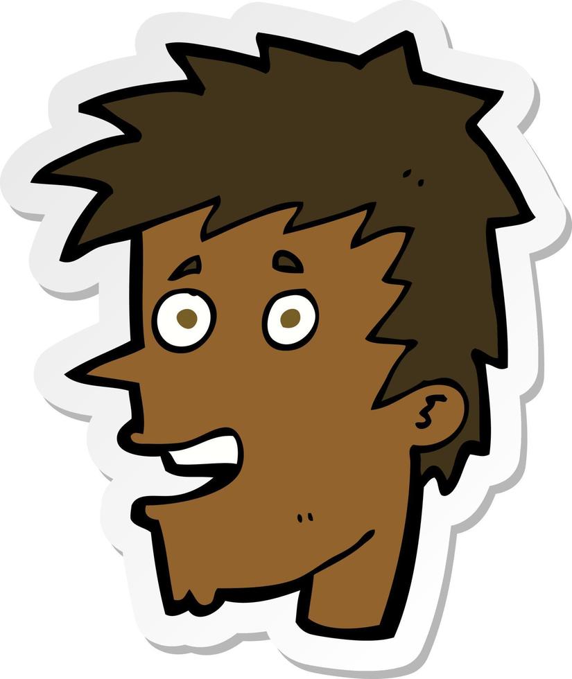 sticker of a cartoon happy boy face vector