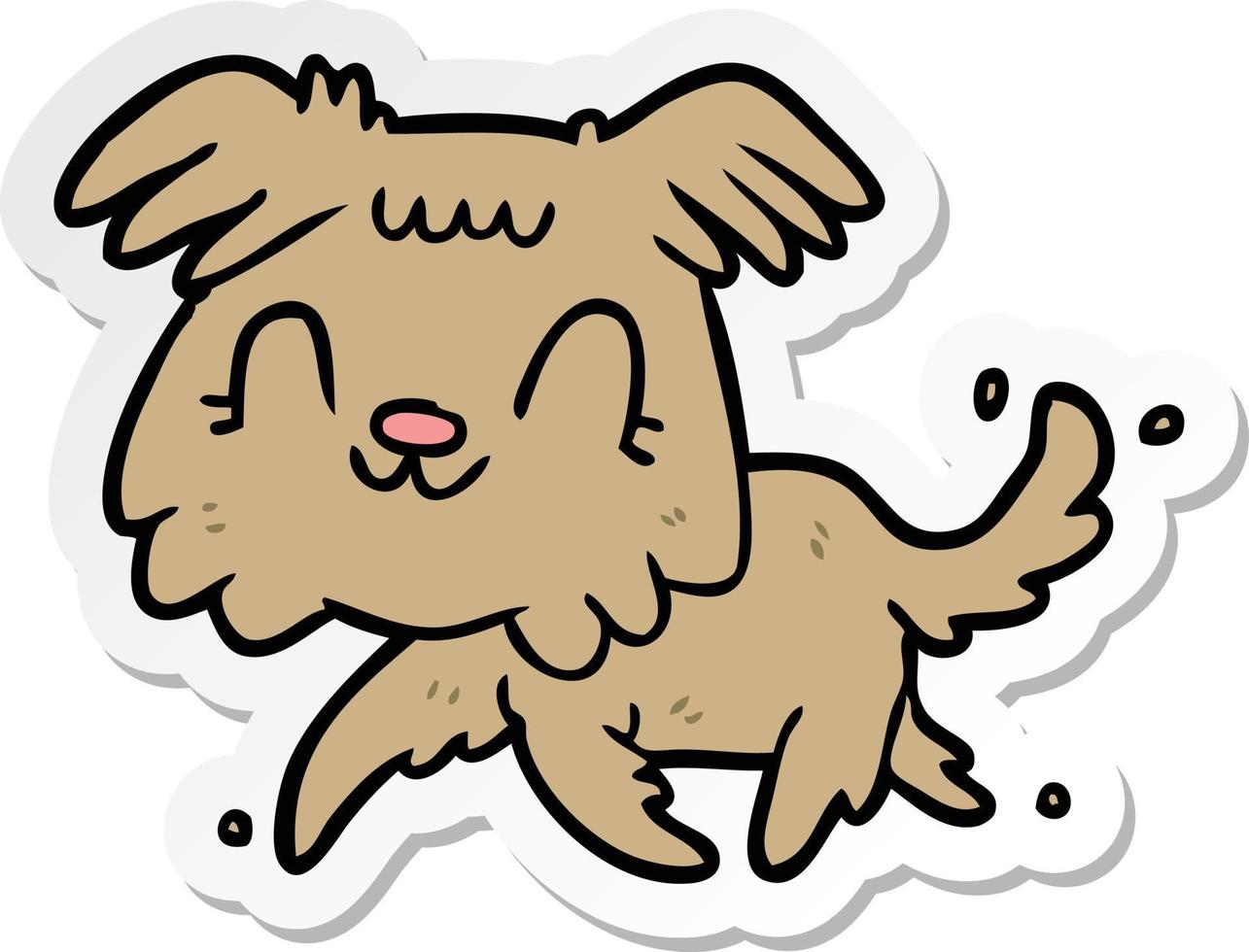 sticker of a cartoon dog vector