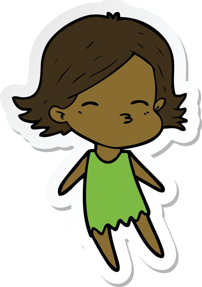 sticker of a cartoon woman vector