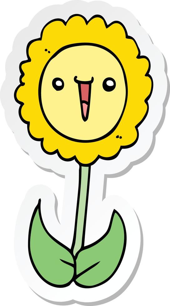 sticker of a cartoon flower vector