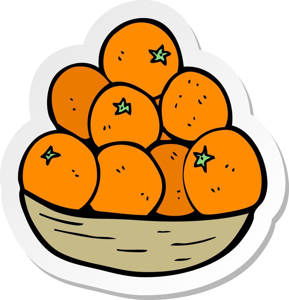 sticker of a cartoon bowl of oranges vector