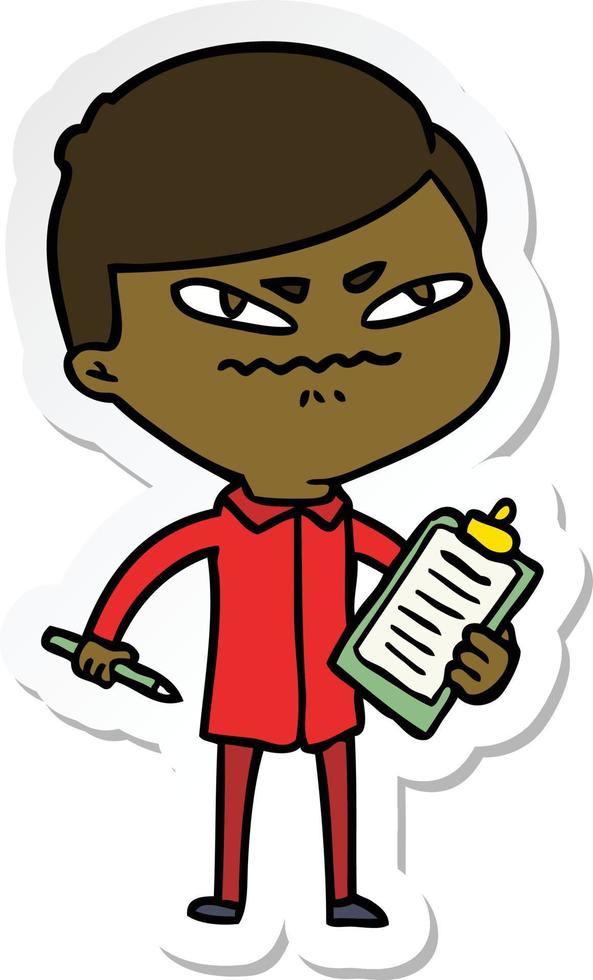 sticker of a cartoon angry man vector