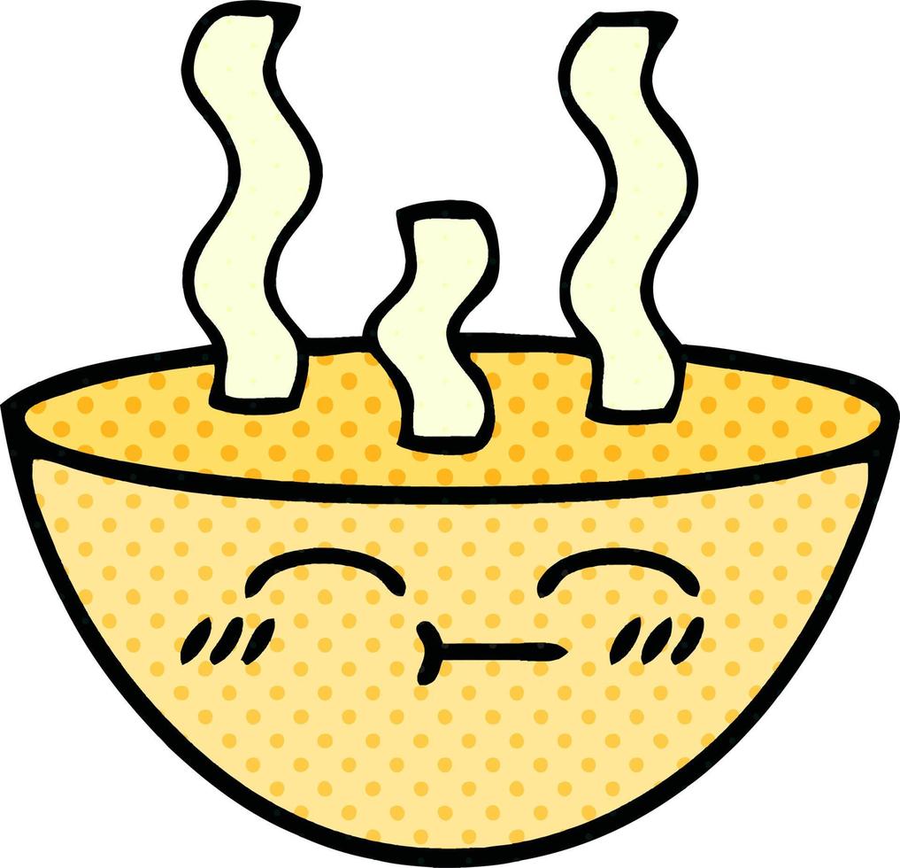 comic book style cartoon bowl of hot soup vector