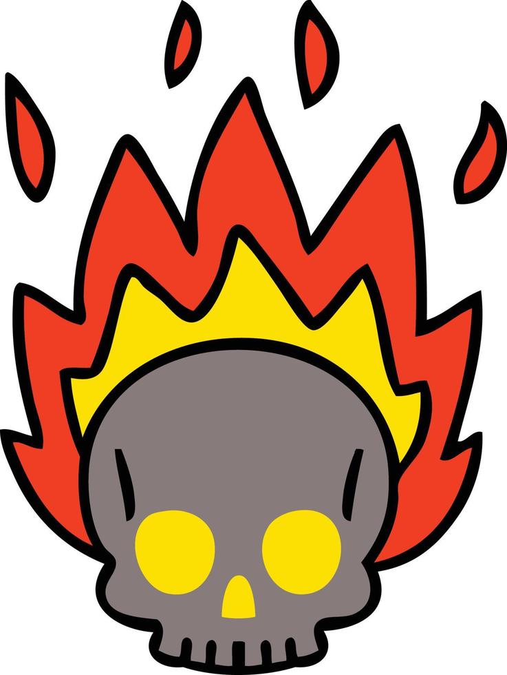 quirky hand drawn cartoon skull vector