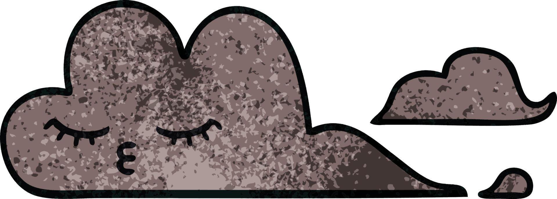 retro grunge texture cartoon storm cloud vector