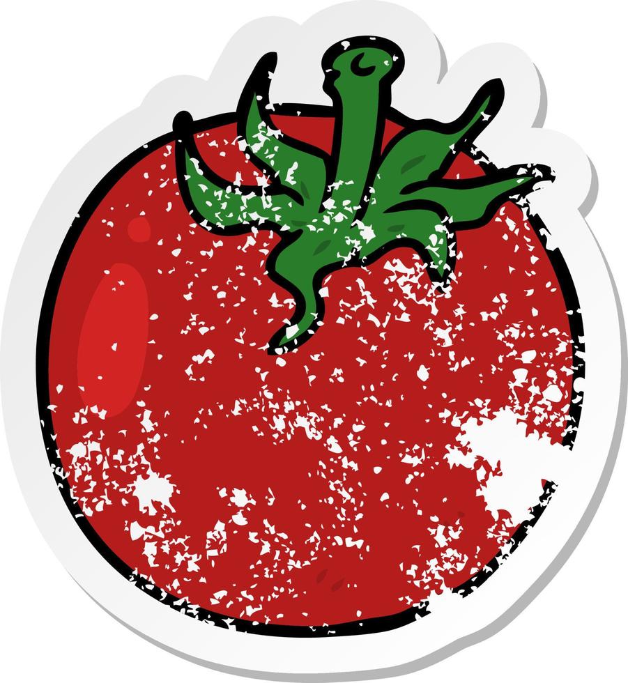 distressed sticker of a cartoon tomato vector