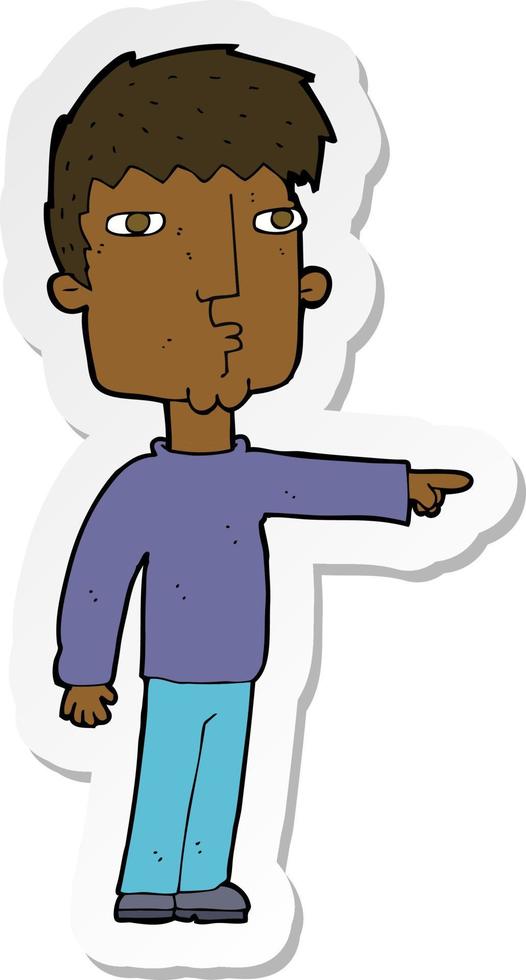 sticker of a cartoon pointing man vector