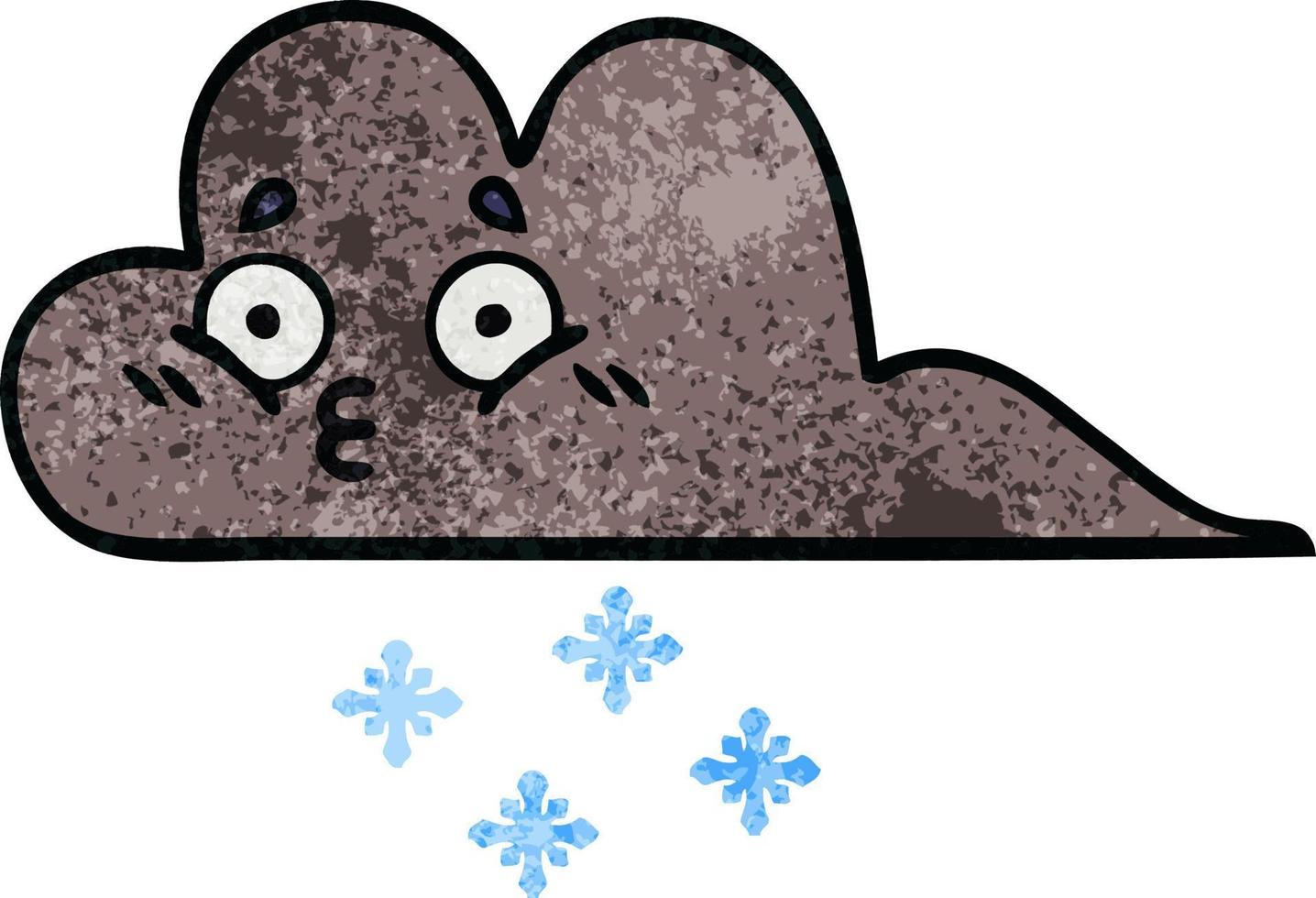 retro grunge texture cartoon storm snow cloud vector