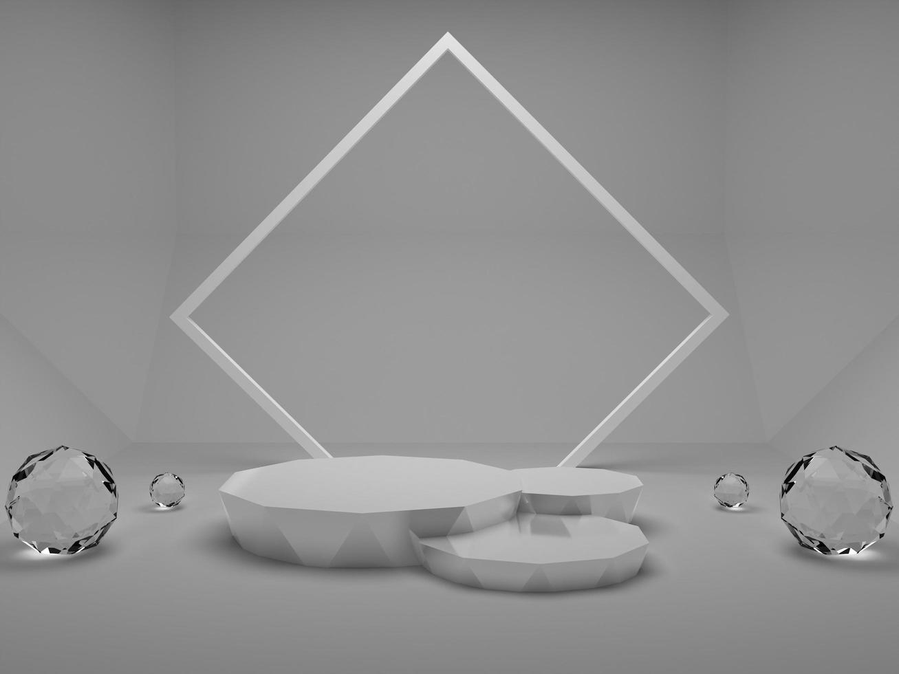podio para la presentación del producto con renderizado 3d de diamantes foto premium
