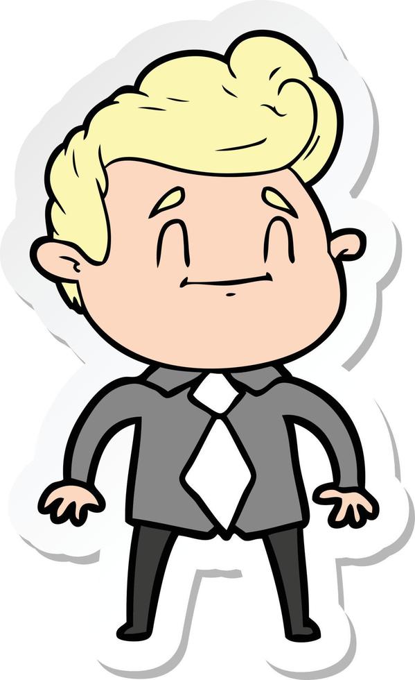 sticker of a happy cartoon man in office clothes vector