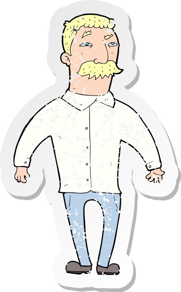 retro distressed sticker of a cartoon man with mustache vector
