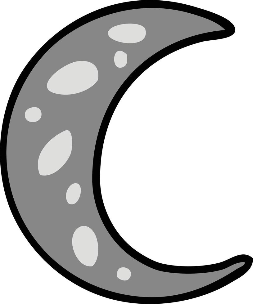 cartoon doodle of a crescent moon vector