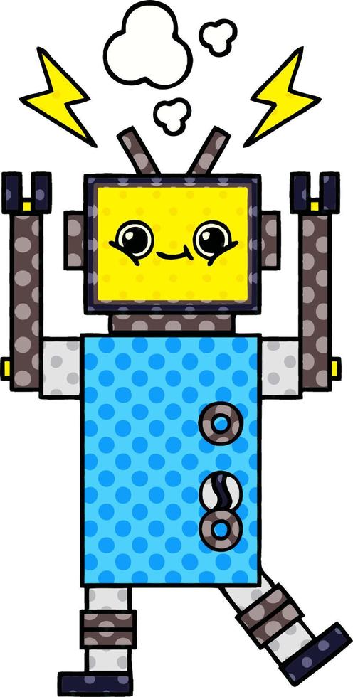 comic book style cartoon malfunctioning robot vector