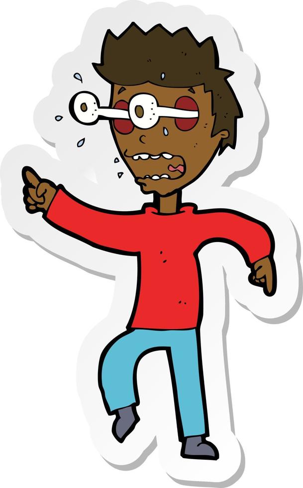 sticker of a cartoon man with popping out eyes vector