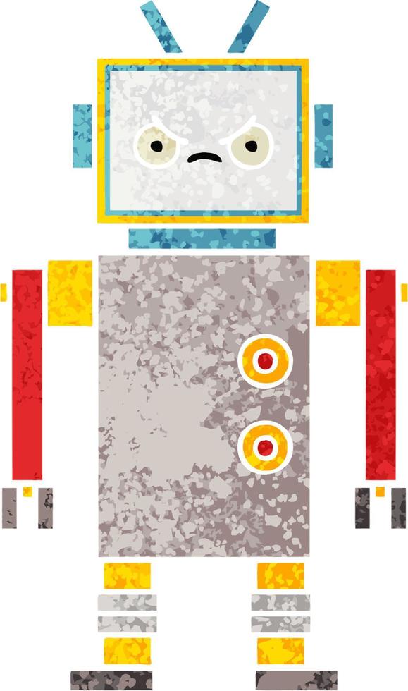 retro illustration style cartoon robot vector