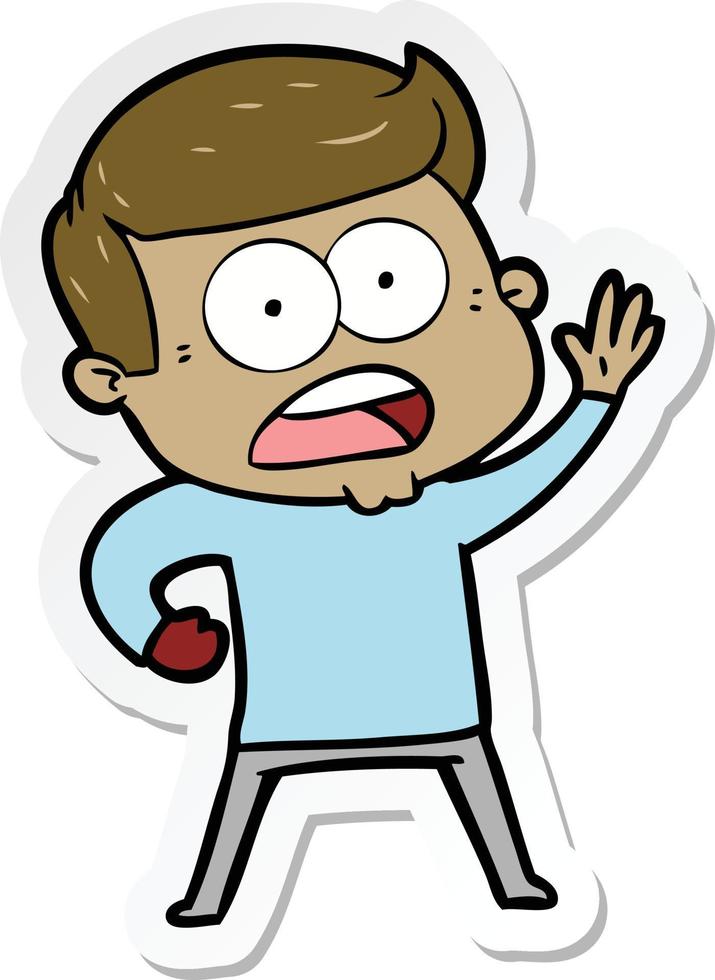 sticker of a cartoon shocked man vector