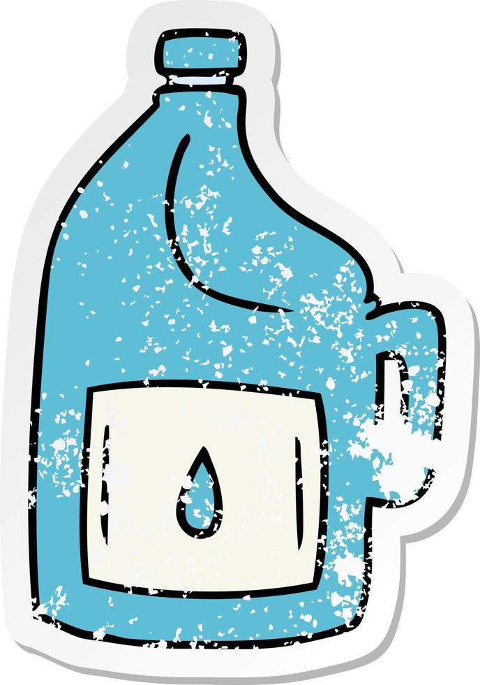 distressed sticker cartoon doodle of a large drinking bottle vector