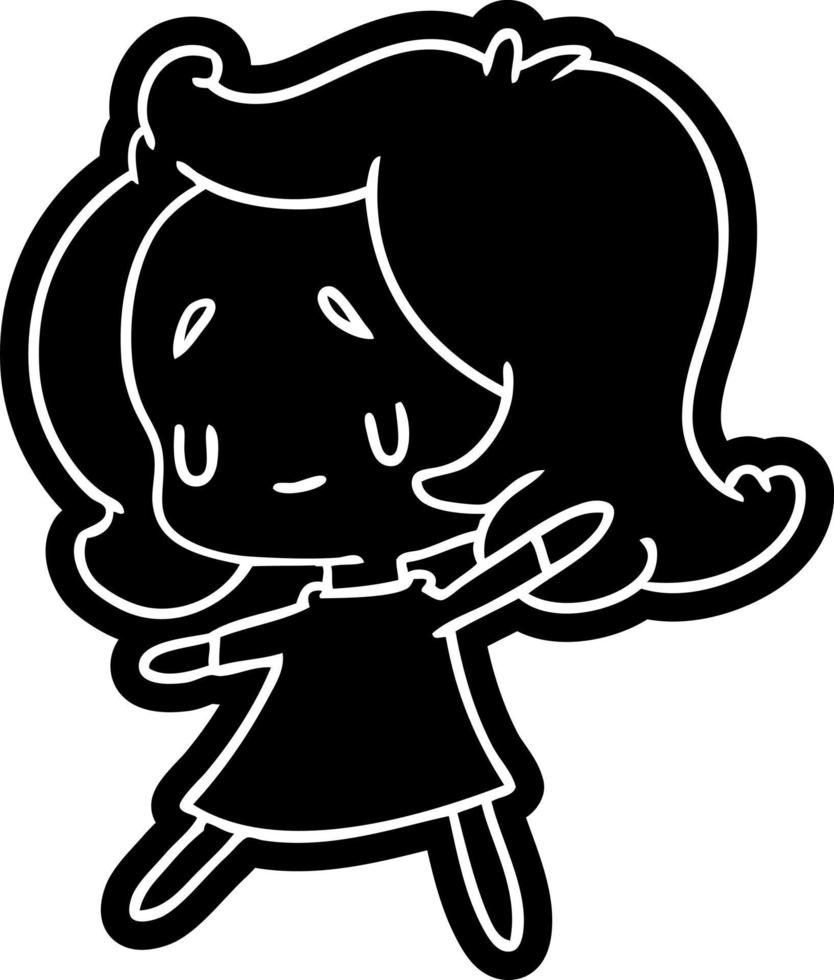 cartoon icon of a cute kawaii girl vector
