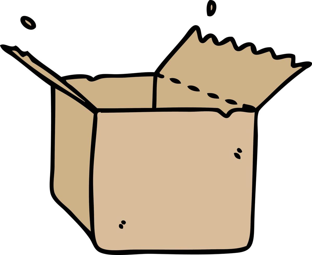 quirky hand drawn cartoon open box vector